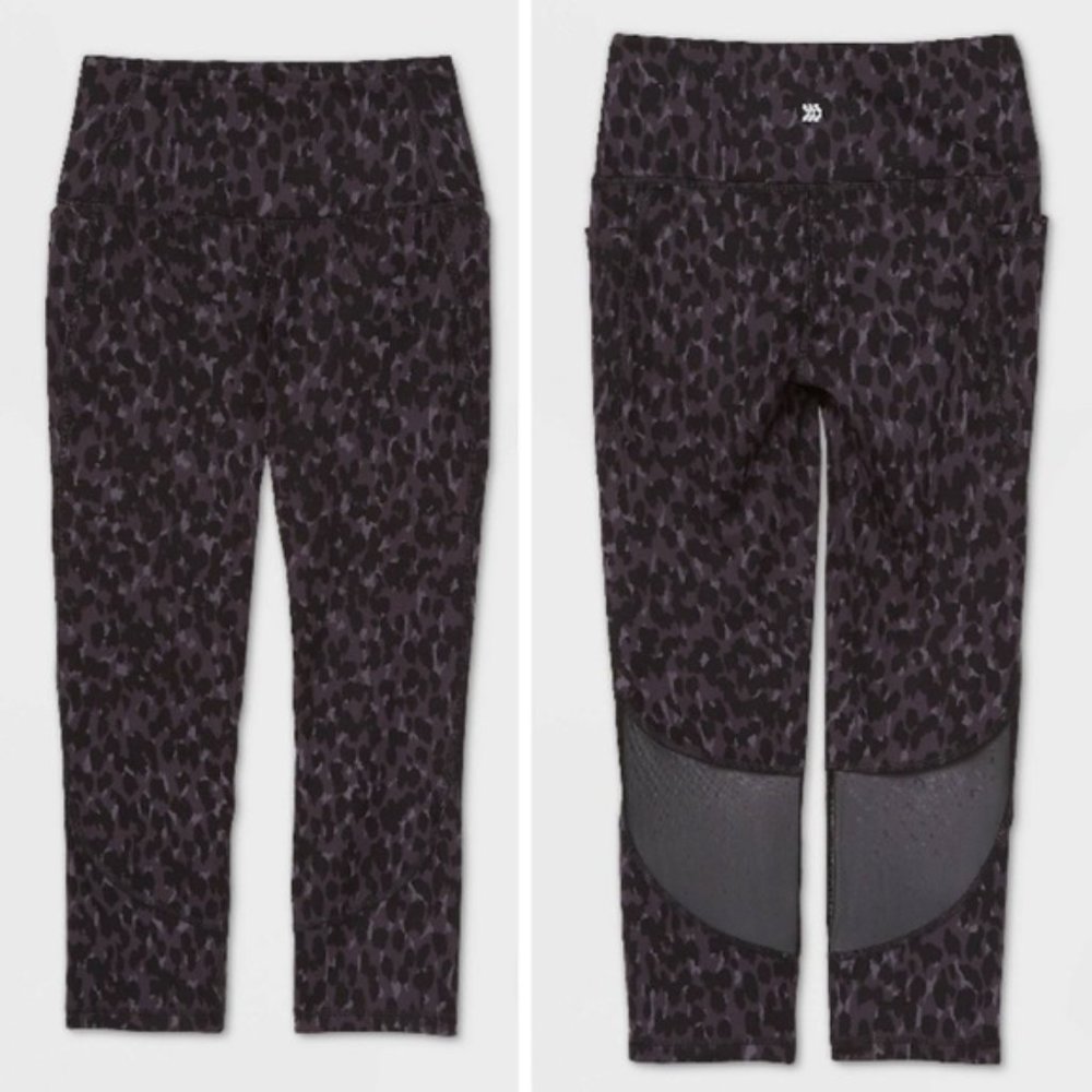 All in Motion Contour Power Waist Capri Leggings, Black Green Camo, Size S